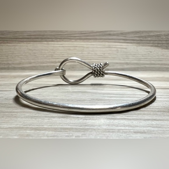 Vintage Sterling Silver Rope Accented Rodeo Bangle Bracelet, 7-7.5", 14.5g - Picture 2 of 7